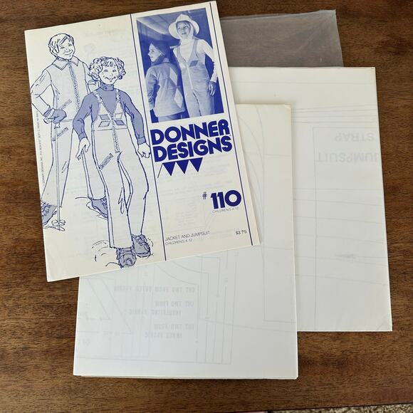 VTG Donner Designs Kids Sz 4-12 Ski Jacket Snow Jumpsuit Pant Pattern UNCUT #110 - Picture 1 of 5
